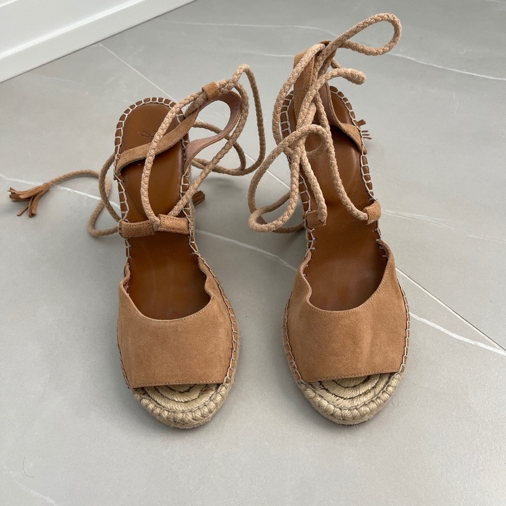 Joie Phyllis Espadrille Laceup Tassel Wrap Wedge